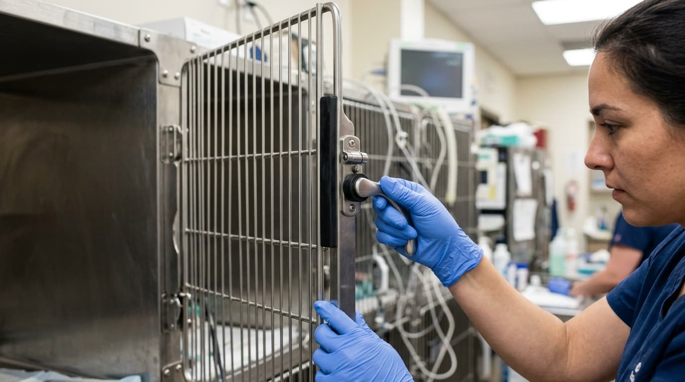 Acoustic Dampening in Cat Cage Latches to Reduce Stress
